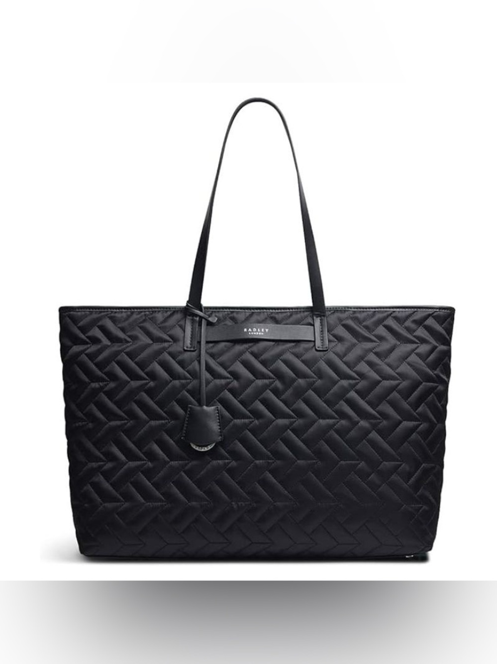 RADLEY LONDON Black Quilted Tote with Leather Strap Charm